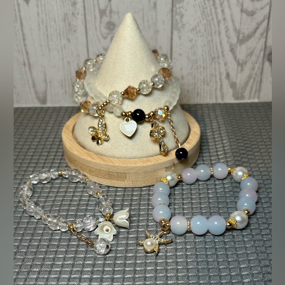 Gold and Silver Charm Bracelet Set